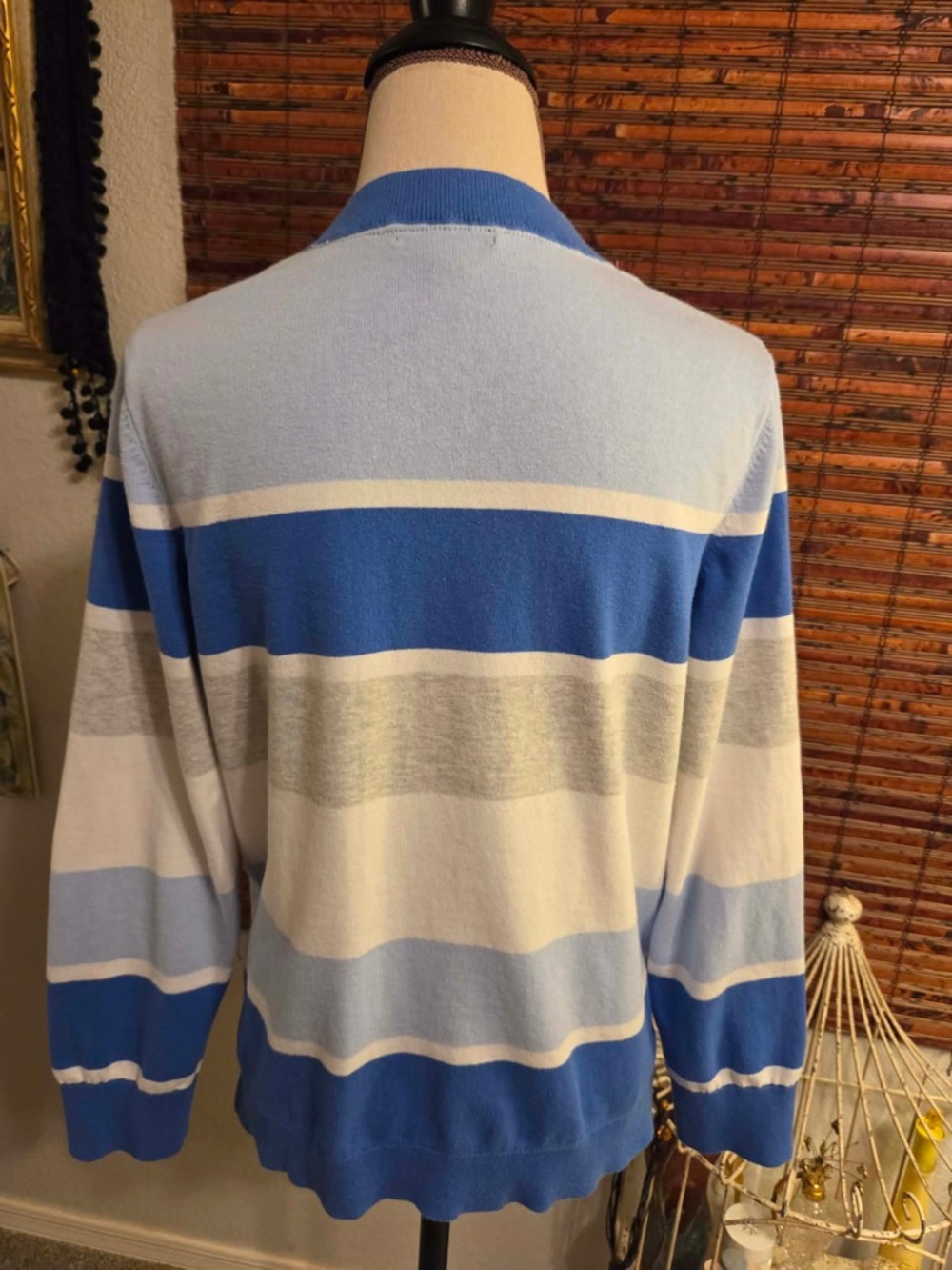Tommy Hilfiger Light & Royal Blue Striped V-Neck Sweater - Picture 5 of 5